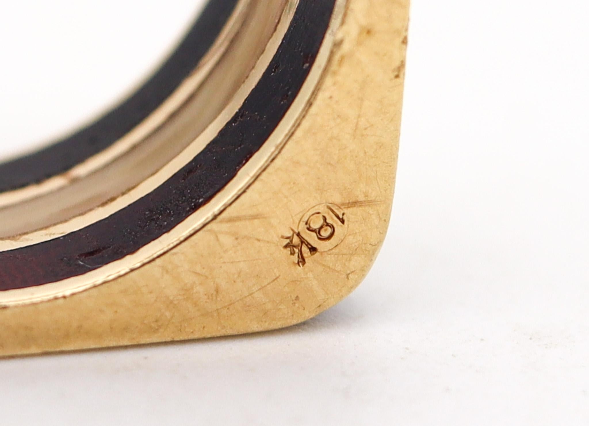 Cabochon Octavio Sarda Palau 1970 Barcelona Geometric Ring In 18Kt Gold With Gemstones For Sale