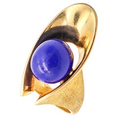 OCTAVIO SARDA Anello da cocktail scultoreo modernista spagnolo in oro 18Kt con lapis