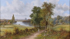 A Figure on a Path. An English landscape signed O T Clark. Oil on canvas