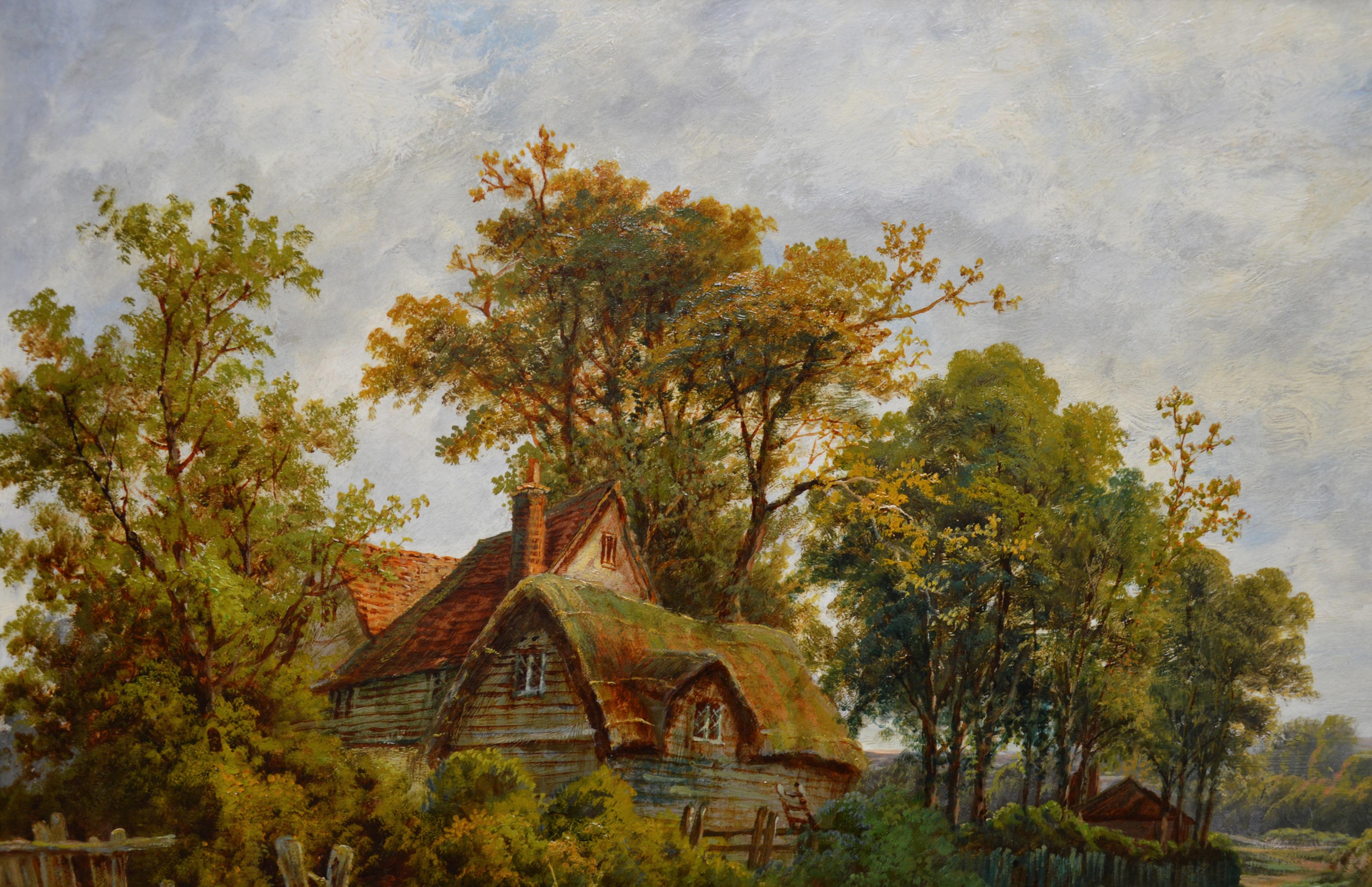 Near Hendon - 19th Century English Victorian Landscape Oil Painting - Brown Animal Painting by Octavius Thomas Clark
