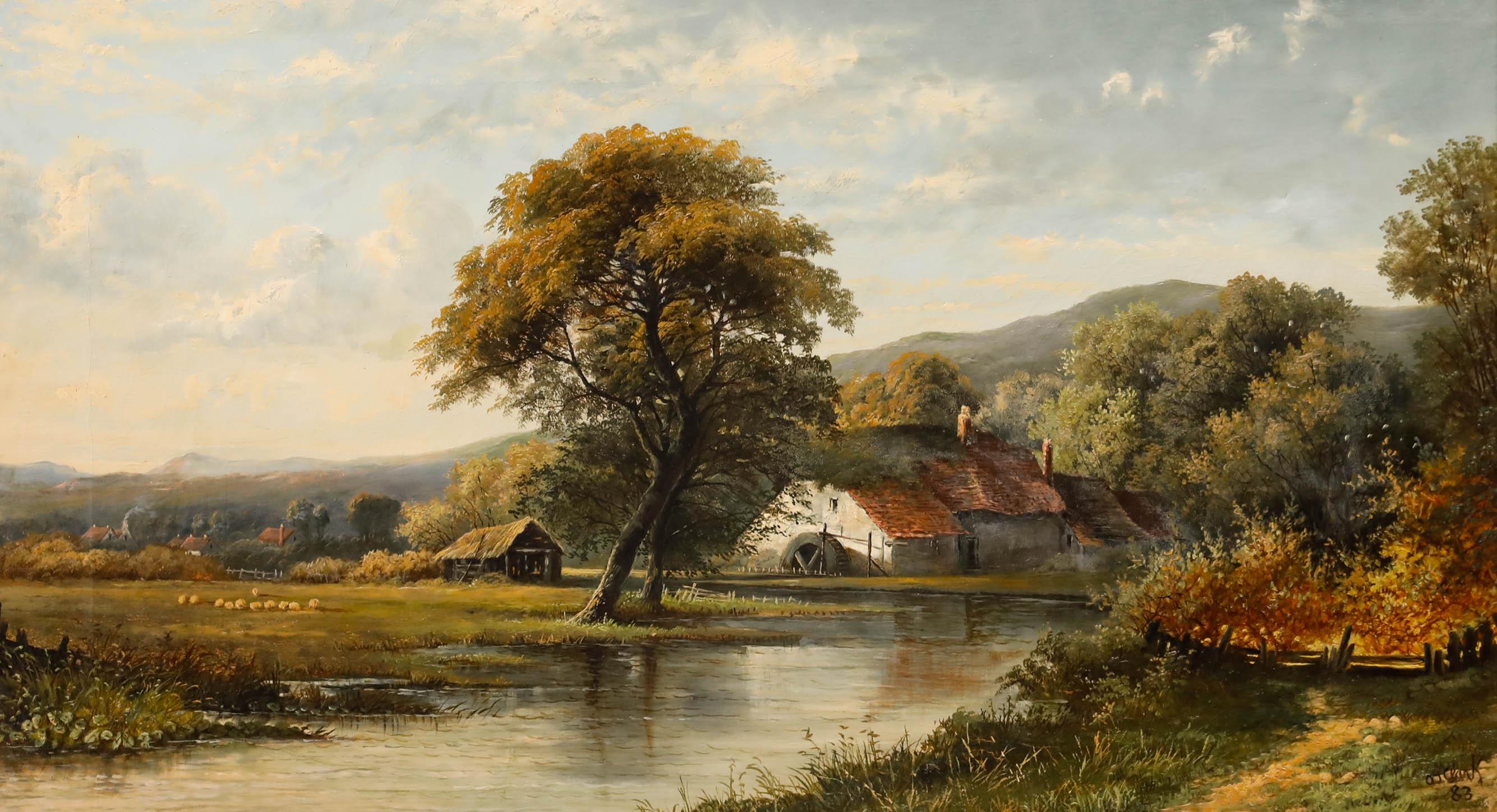 Octavius Thomas Clark (1850-1921) - Framed Oil, The Local Watermill For Sale 1