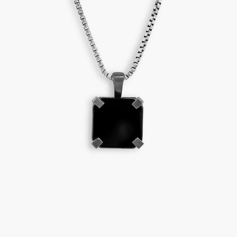 Octo Pendant with Onyx in Black Rhodium-plated Sterling Silver

These timeless sterling silver pendants are bold yet minimalistic. Featuring a unique octagonal stone set into a black rhodium claw case. This unique style showcases the entire stone
