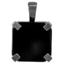 Pendentif octogonal en argent sterling plaqué rhodium noir avec onyx en vente