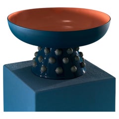 Octo Sculptural Stoneware Bowl in Blue, Contemporary Design