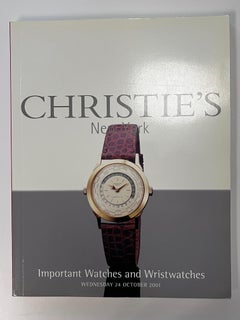 October 24, 2001 Christie's Auction Catalog Important Watches & Wristwatches