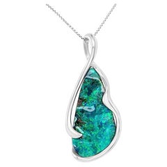 Australian 12.46ct Boulder Opal Pendant Necklace in 18K White Gold