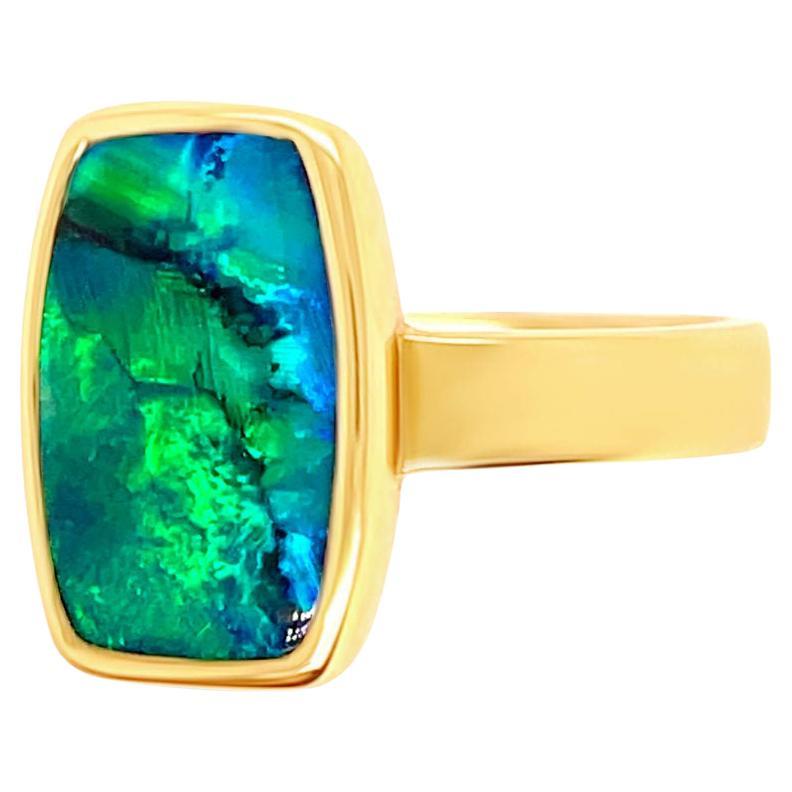Natural Untreated Australian 2.14ct Black Opal Ring in 18K Yellow Gold