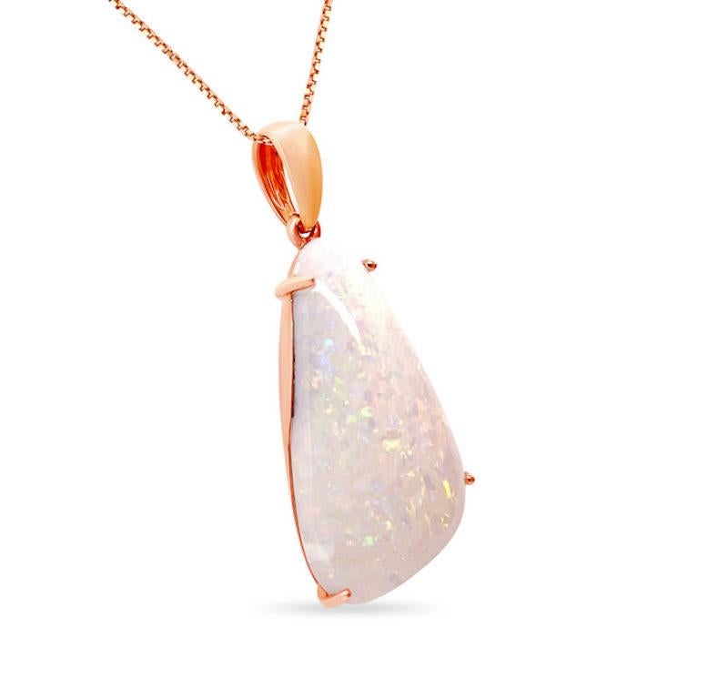 Contemporary Natural Australian 25.13ct Boulder Opal Pendant Necklace in 18K Rose Gold For Sale