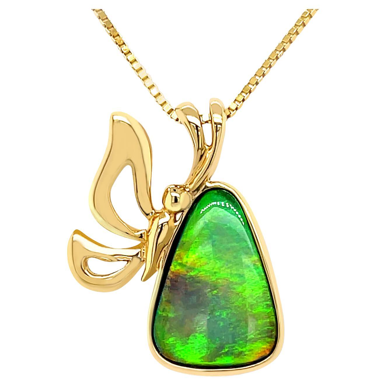 Petra Class Handmade Link Chain Australian Opal Doublet Gold Pendant