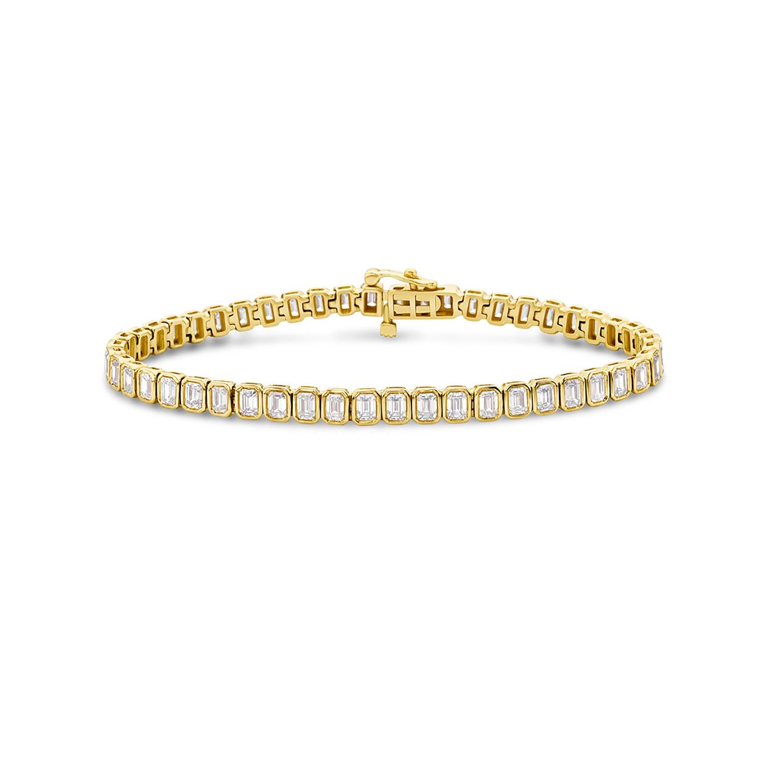 Women's Octogen Shaped Diamonds Tennis Bracelet Made in 14k Yellow Gold