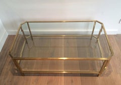 Octagonal Brass Coffee Table, French, circa 1970