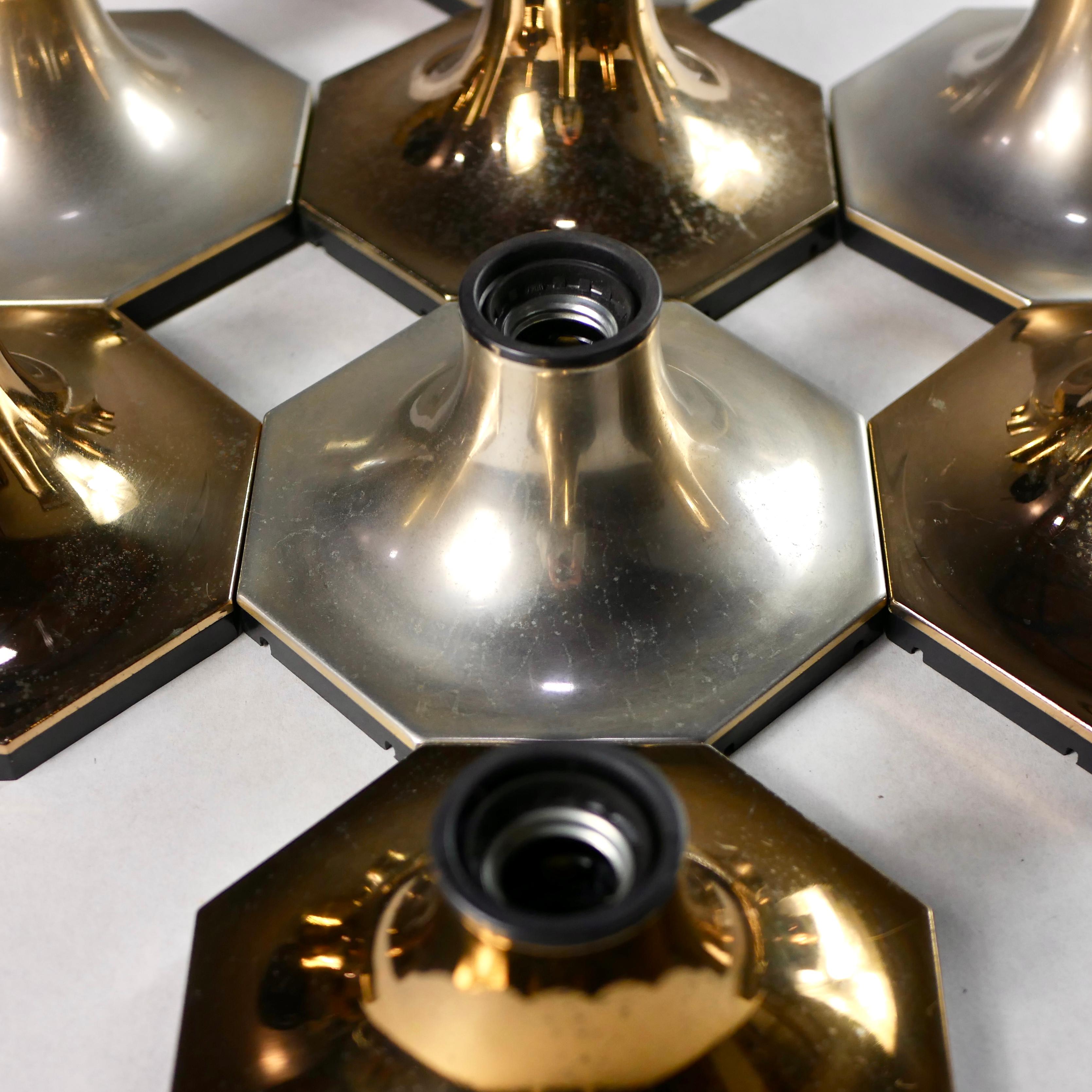 Octogonal Brass Wall Lights from Motoko Ishii for Dil Italy, 1970s 10