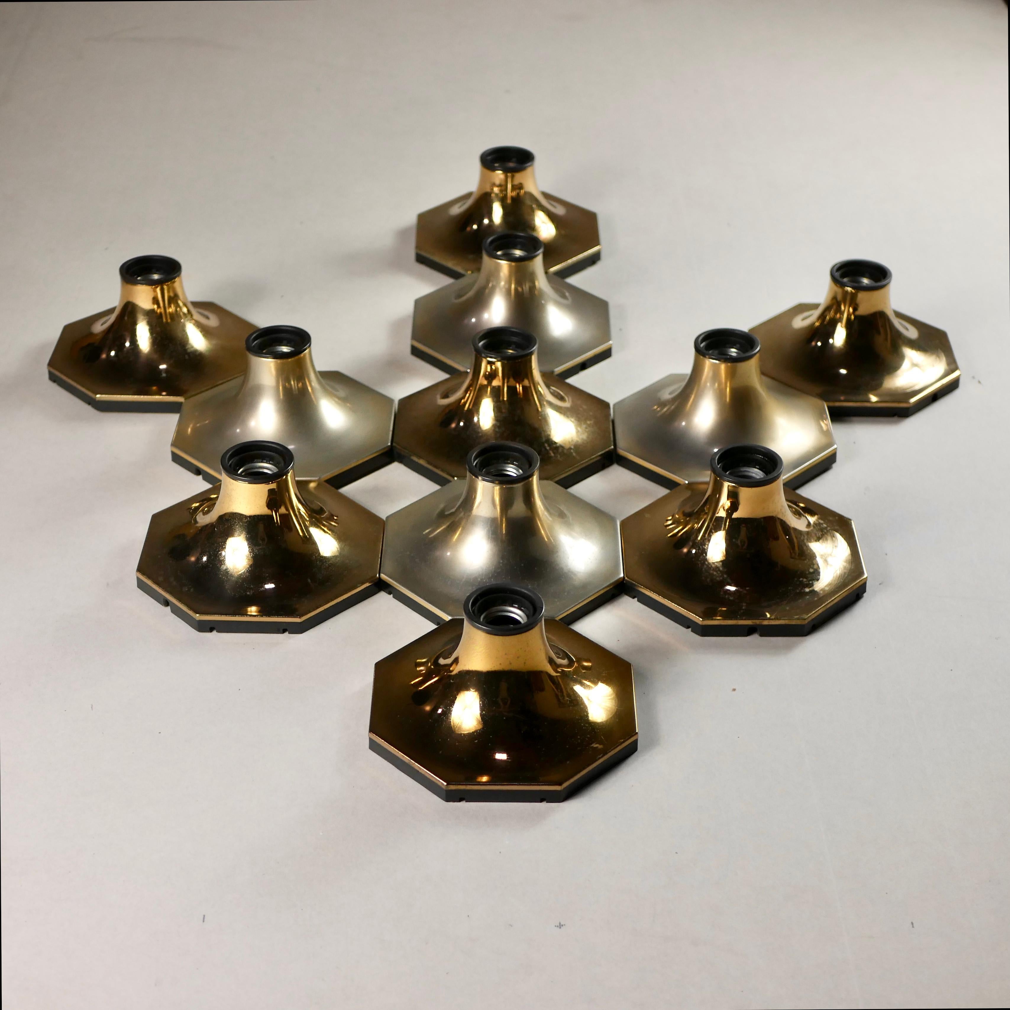 Octogonal Brass Wall Lights from Motoko Ishii for Dil Italy, 1970s 4