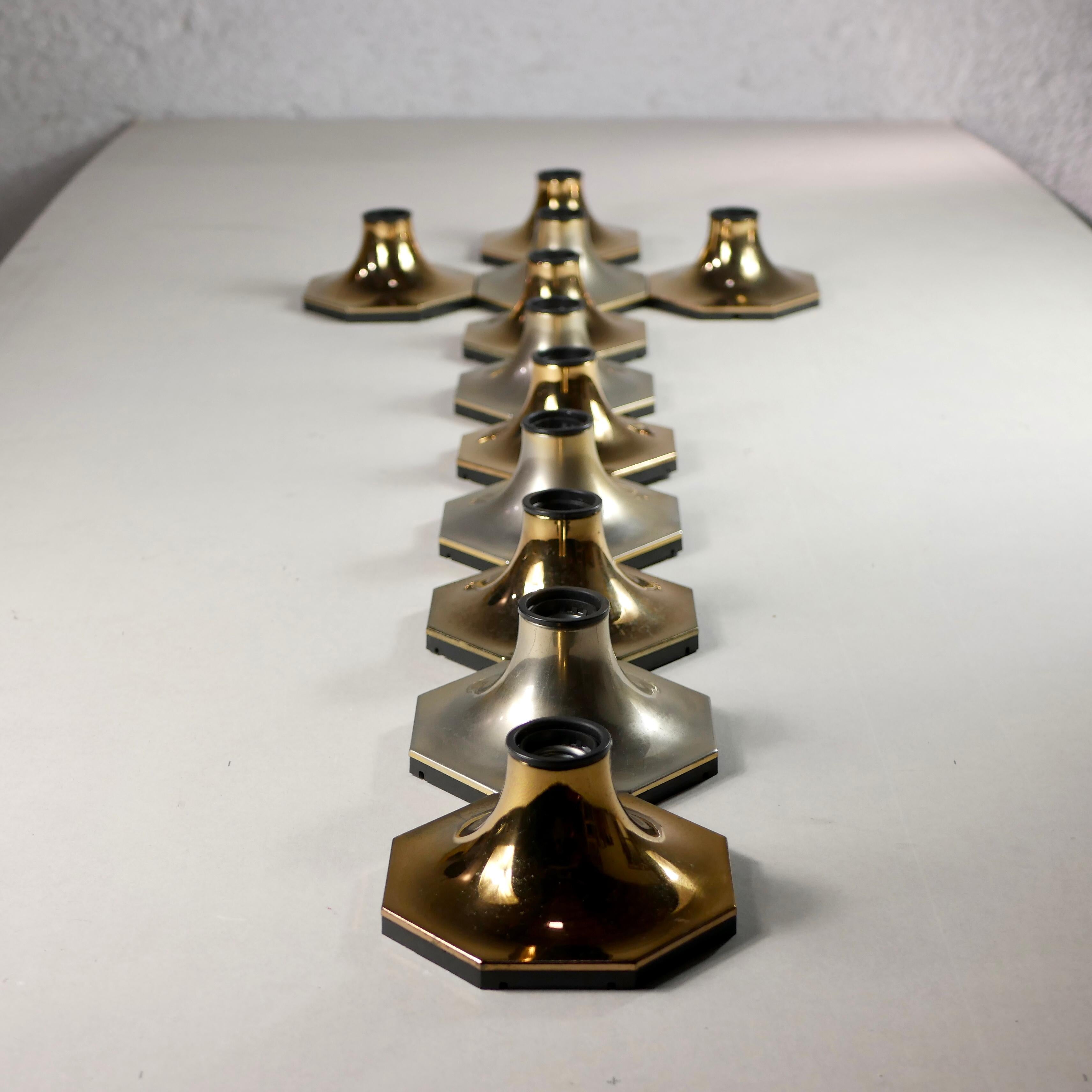 Octogonal Brass Wall Lights from Motoko Ishii for Dil Italy, 1970s 6