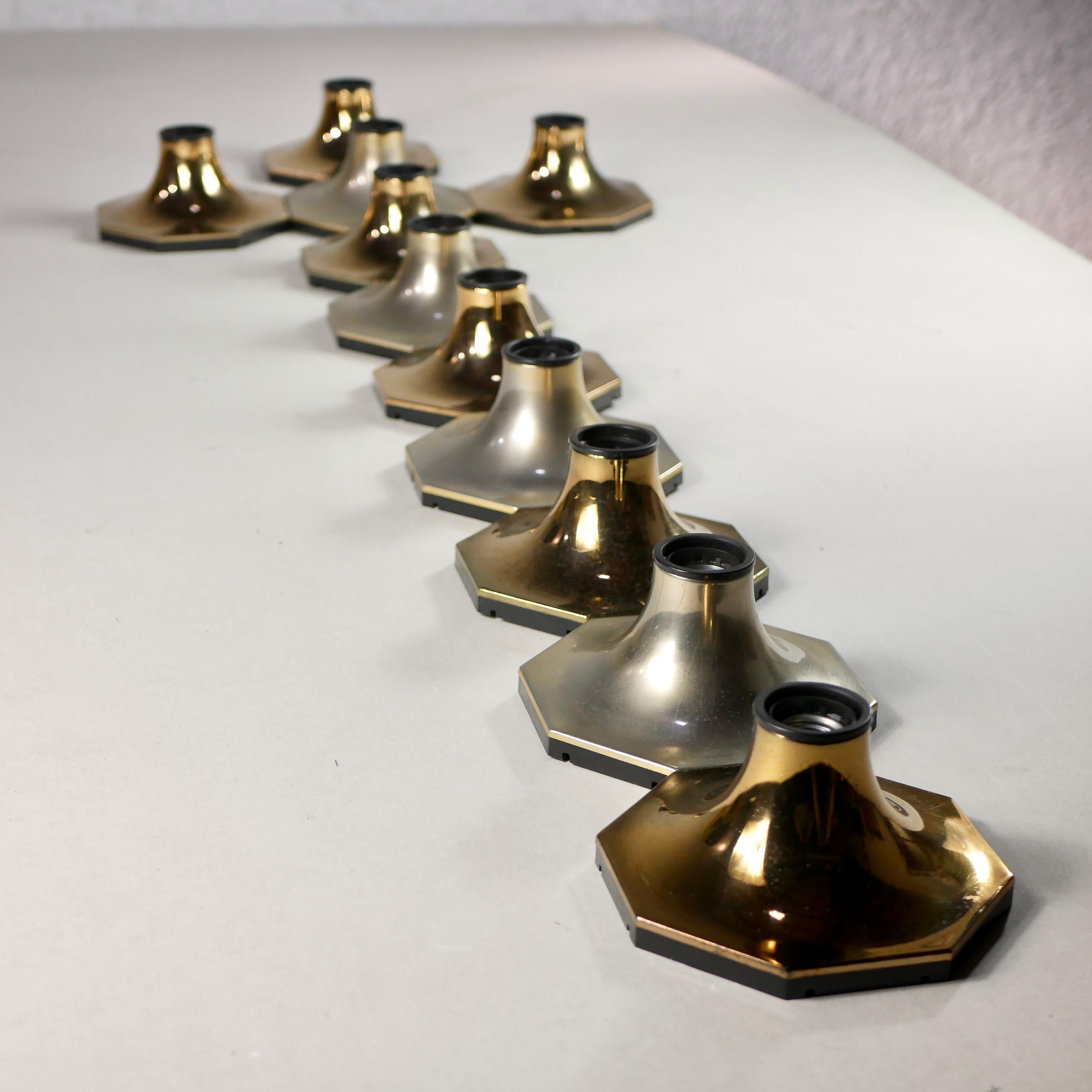 Octogonal Brass Wall Lights from Motoko Ishii for Dil Italy, 1970s 7