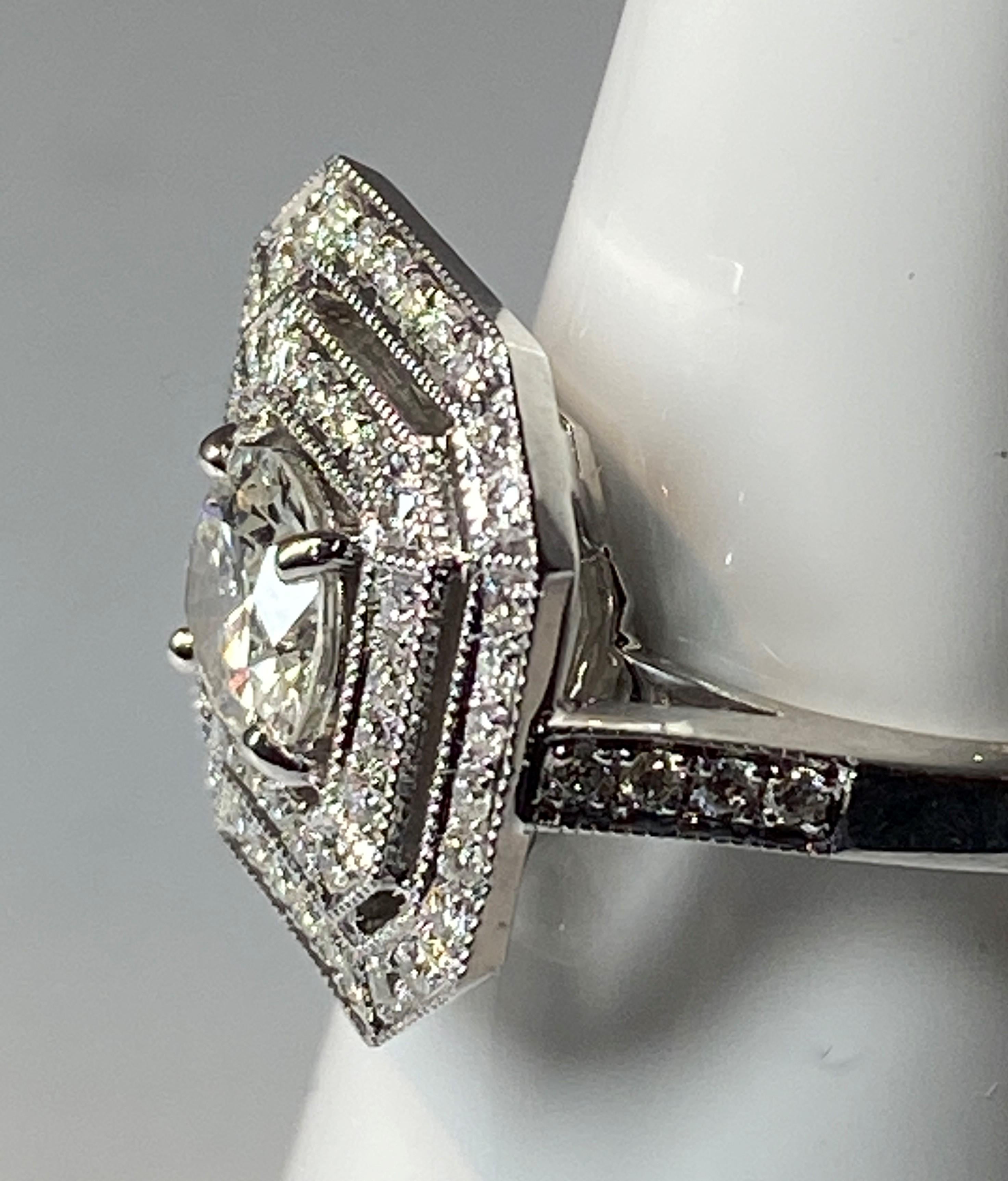 Femenino o masculino Anillo de compromiso octogonal en oro de 18 quilates con diamantes talla brillante en venta