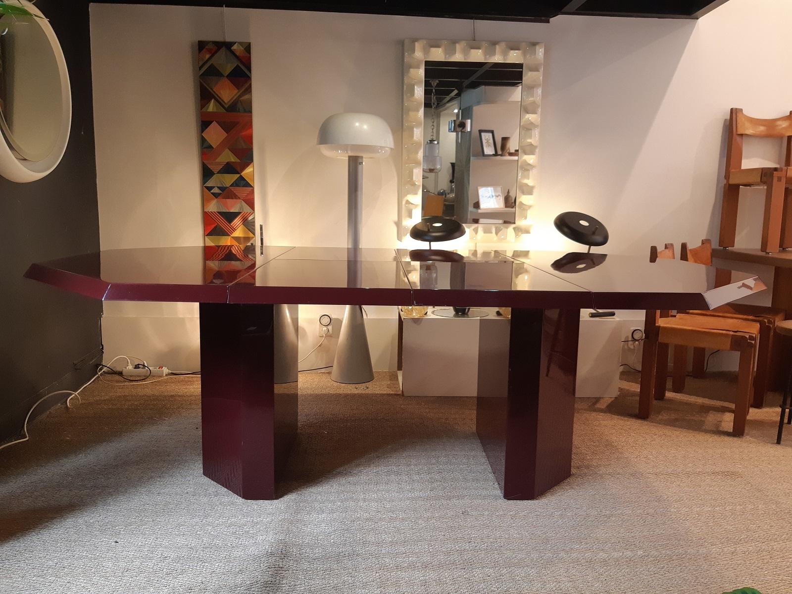 Octogonal Extending Table 1980s by Jean Claude Mahey 4