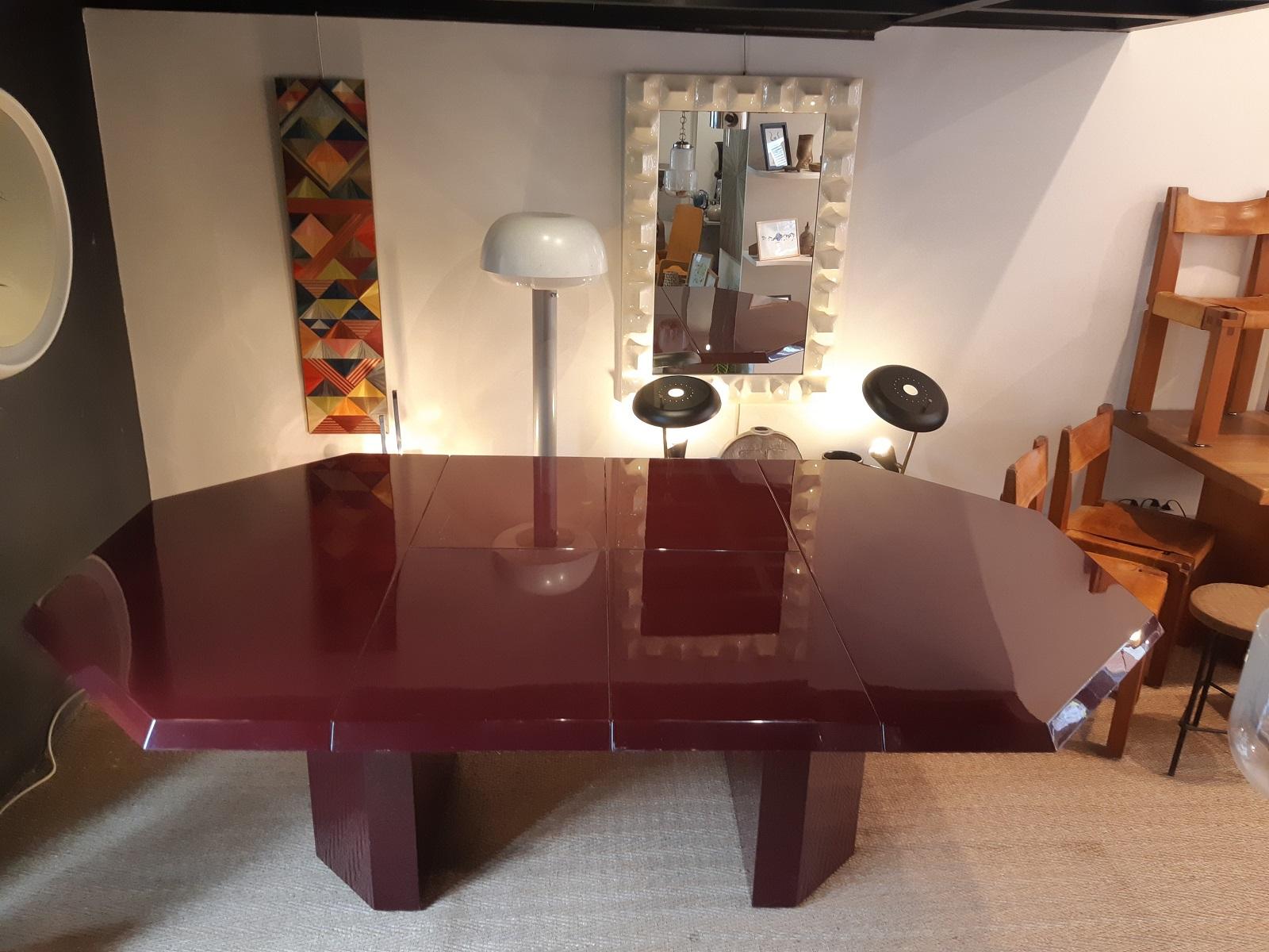 Octogonal Extending Table 1980s by Jean Claude Mahey 5