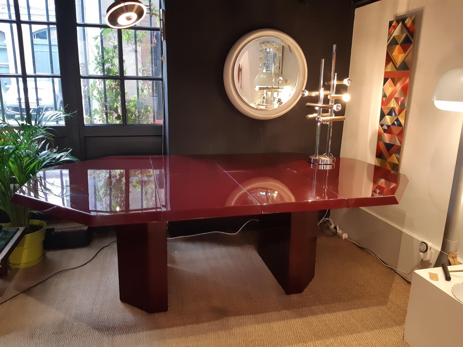 Octogonal Extending Table 1980s by Jean Claude Mahey 7