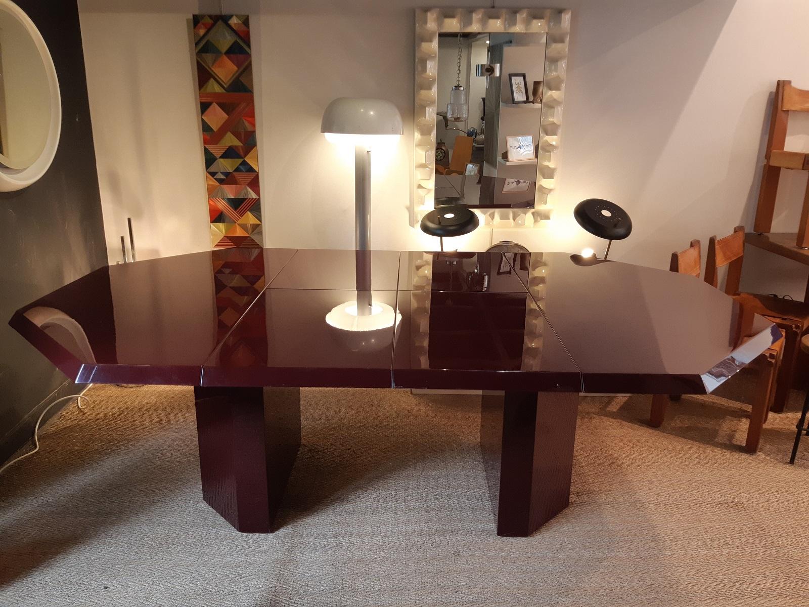 Octogonal Extending Table 1980s by Jean Claude Mahey 2