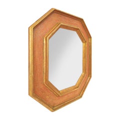 Miroir octogonal français, bois doré et couleurs de l'Atelier RTCD Paris