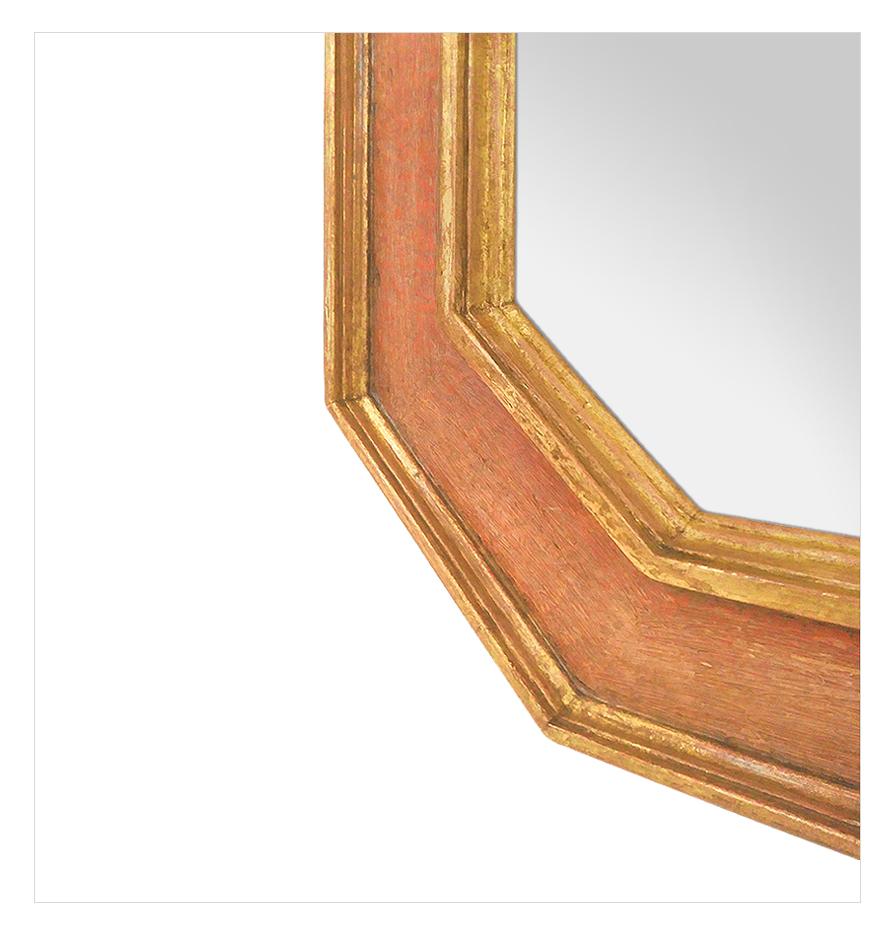 Espejo francés octogonal, madera dorada y colores de Atelier RTCD Paris Siglo XXI y contemporáneo en venta