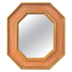 Miroir octogonal français, bois doré et couleurs de l'Atelier RTCD Paris