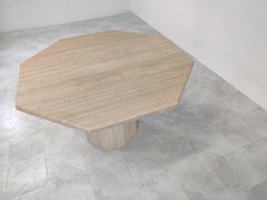 Octogonal Italian Travertine Dining Table 1970s