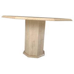 Octogonal italian travertine dining table 1970s