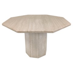 Octogonal Italian Travertine Dining Table 1970s