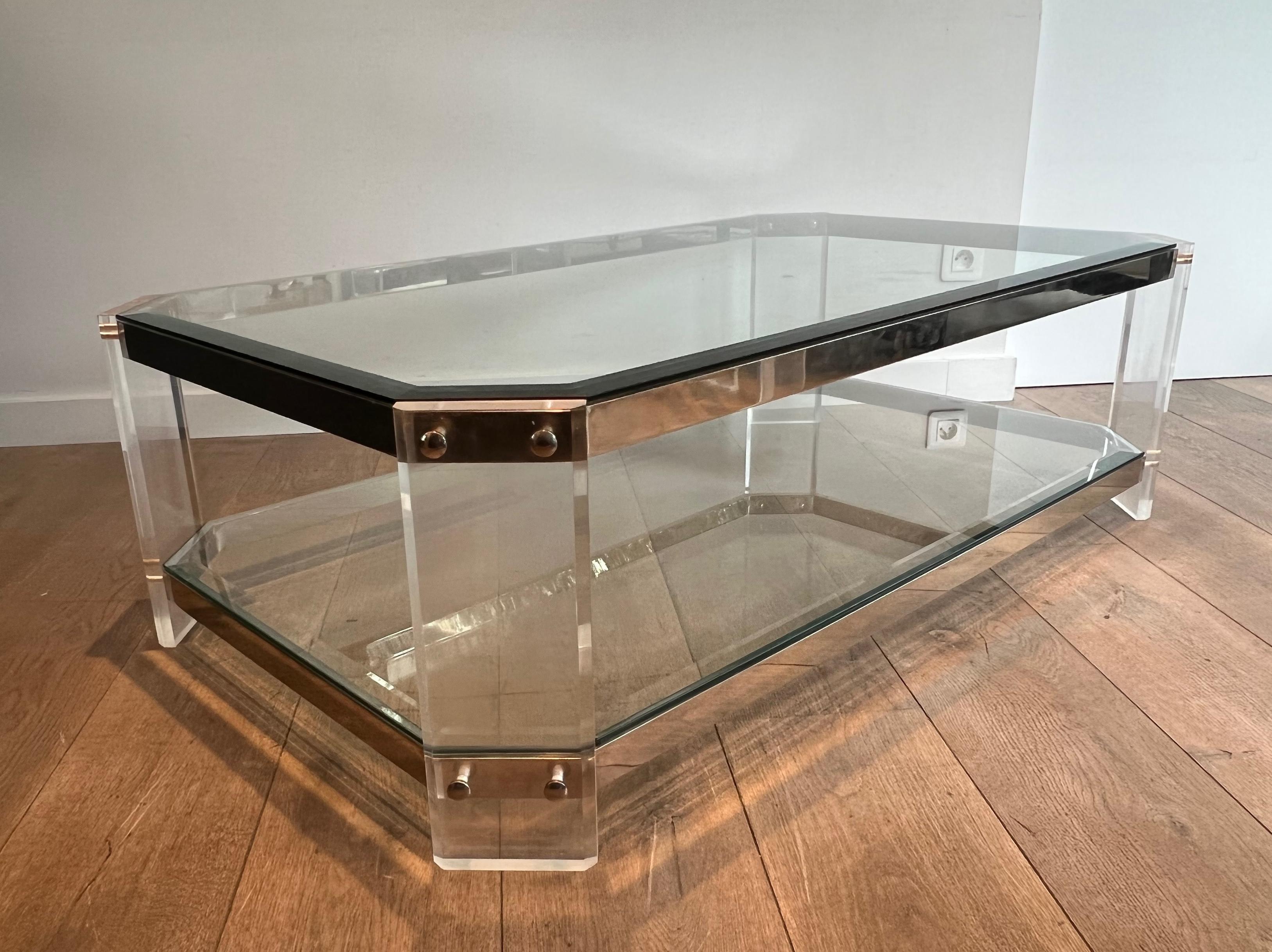 Table basse octogonale en lucite et chrome de la Maison Jansen Circa 1970 en vente 6