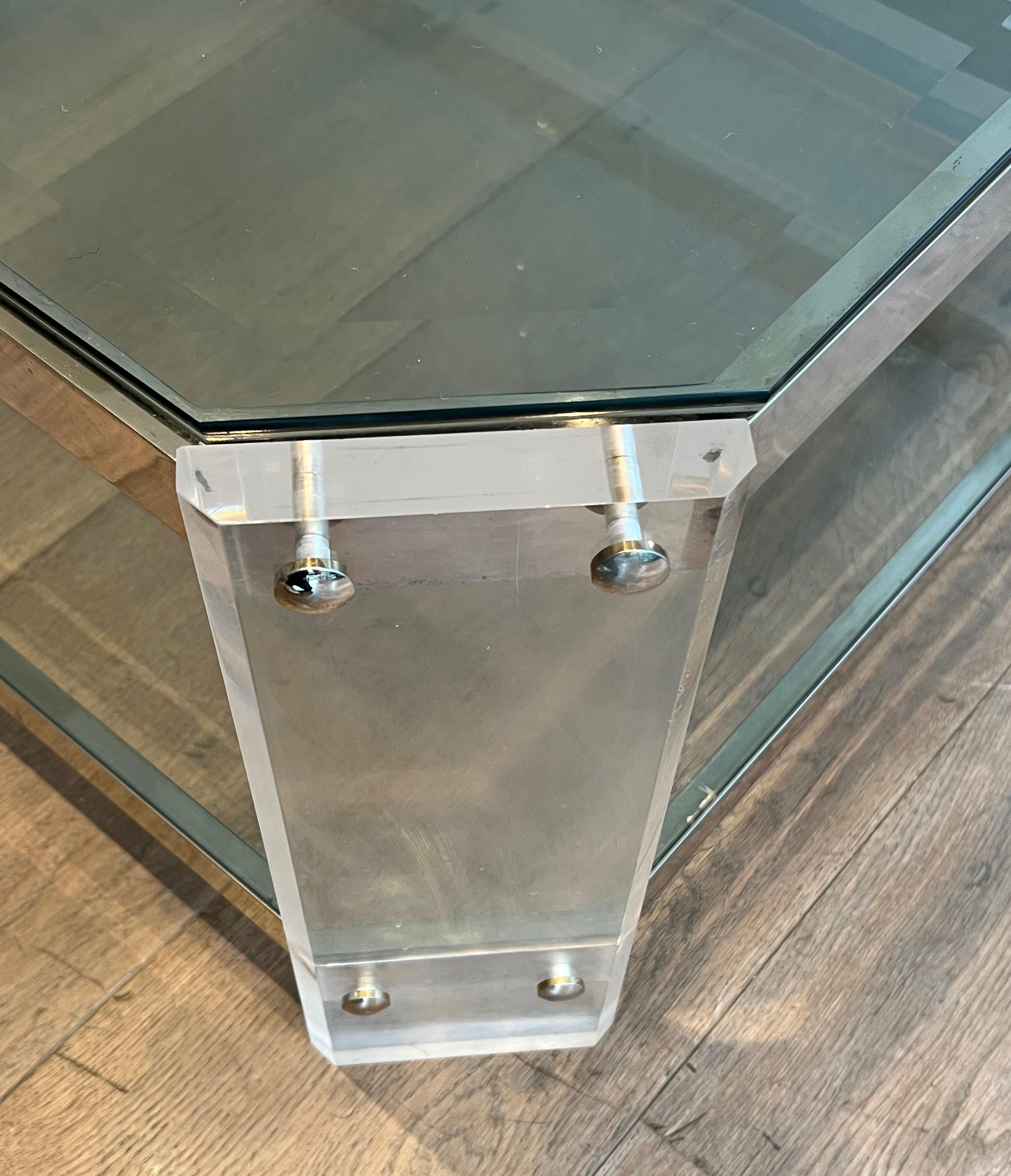 Table basse octogonale en lucite et chrome de la Maison Jansen Circa 1970 en vente 7