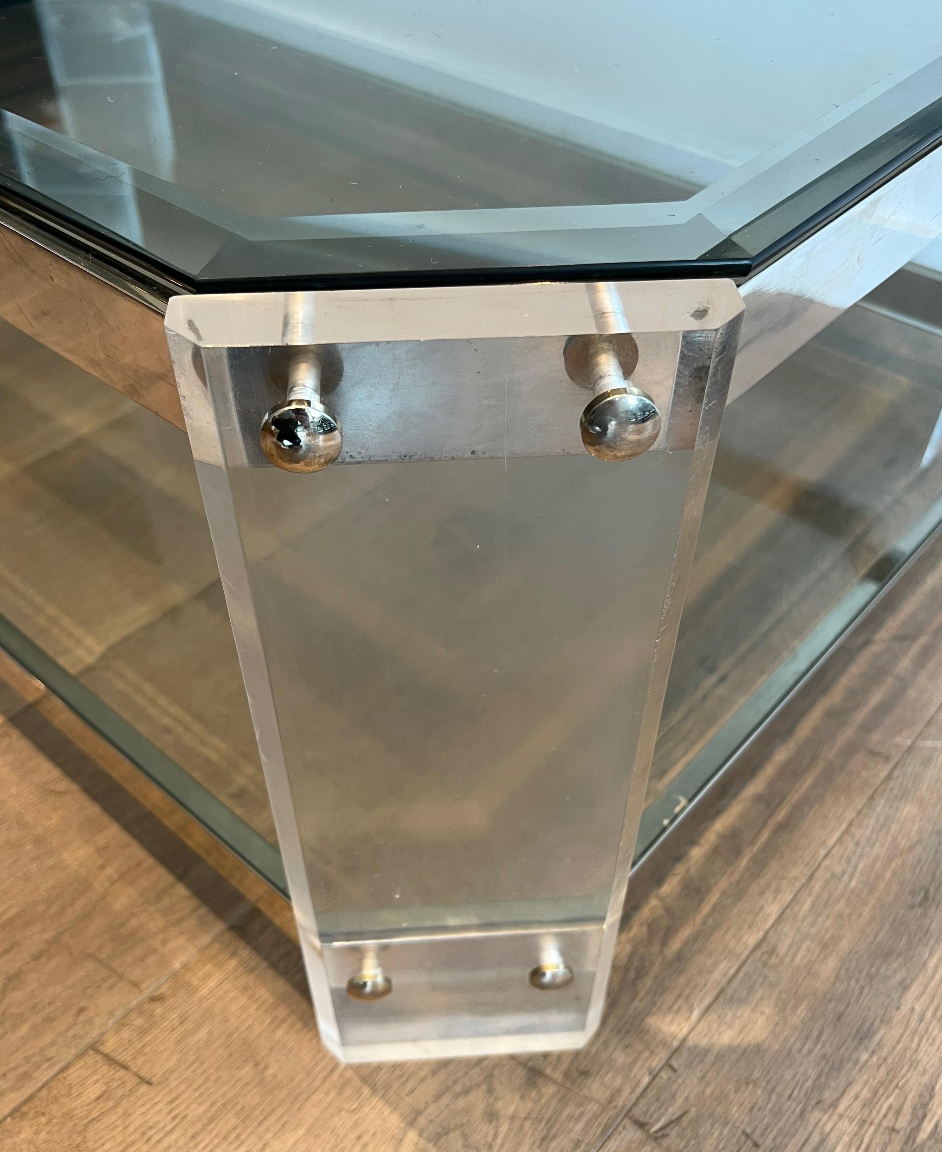 Table basse octogonale en lucite et chrome de la Maison Jansen Circa 1970 en vente 8