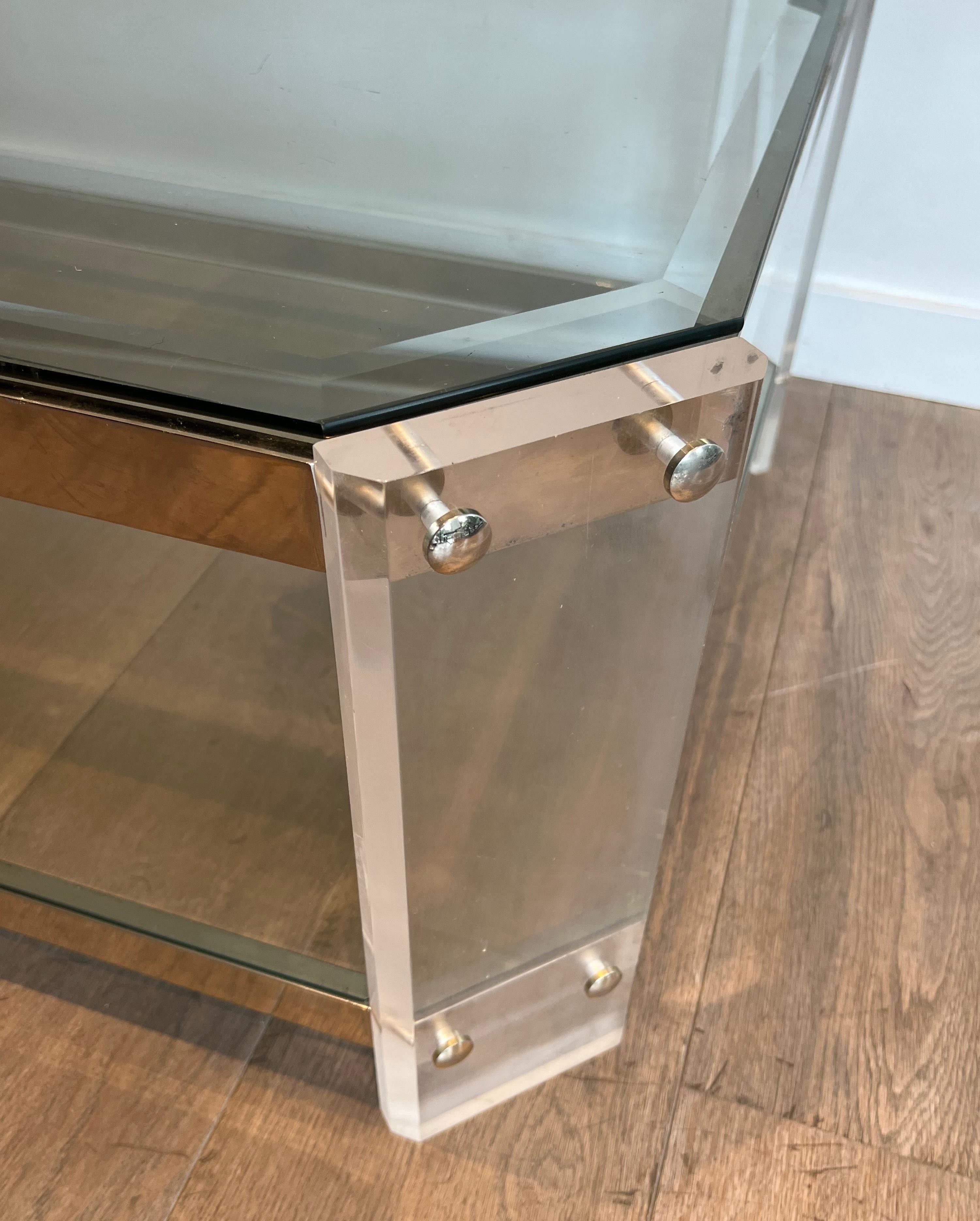 Table basse octogonale en lucite et chrome de la Maison Jansen Circa 1970 en vente 9