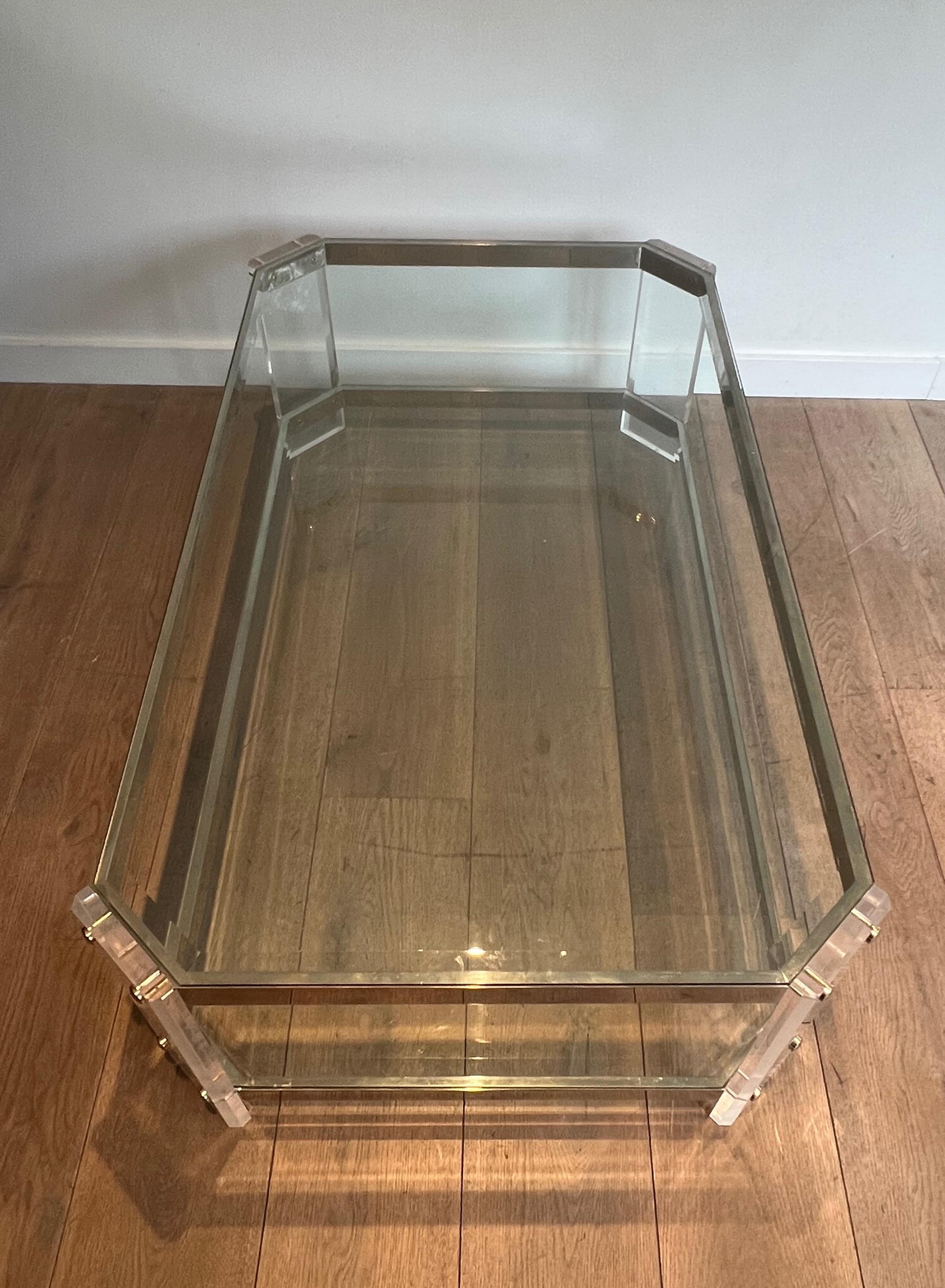 Table basse octogonale en lucite et chrome de la Maison Jansen Circa 1970 en vente 10