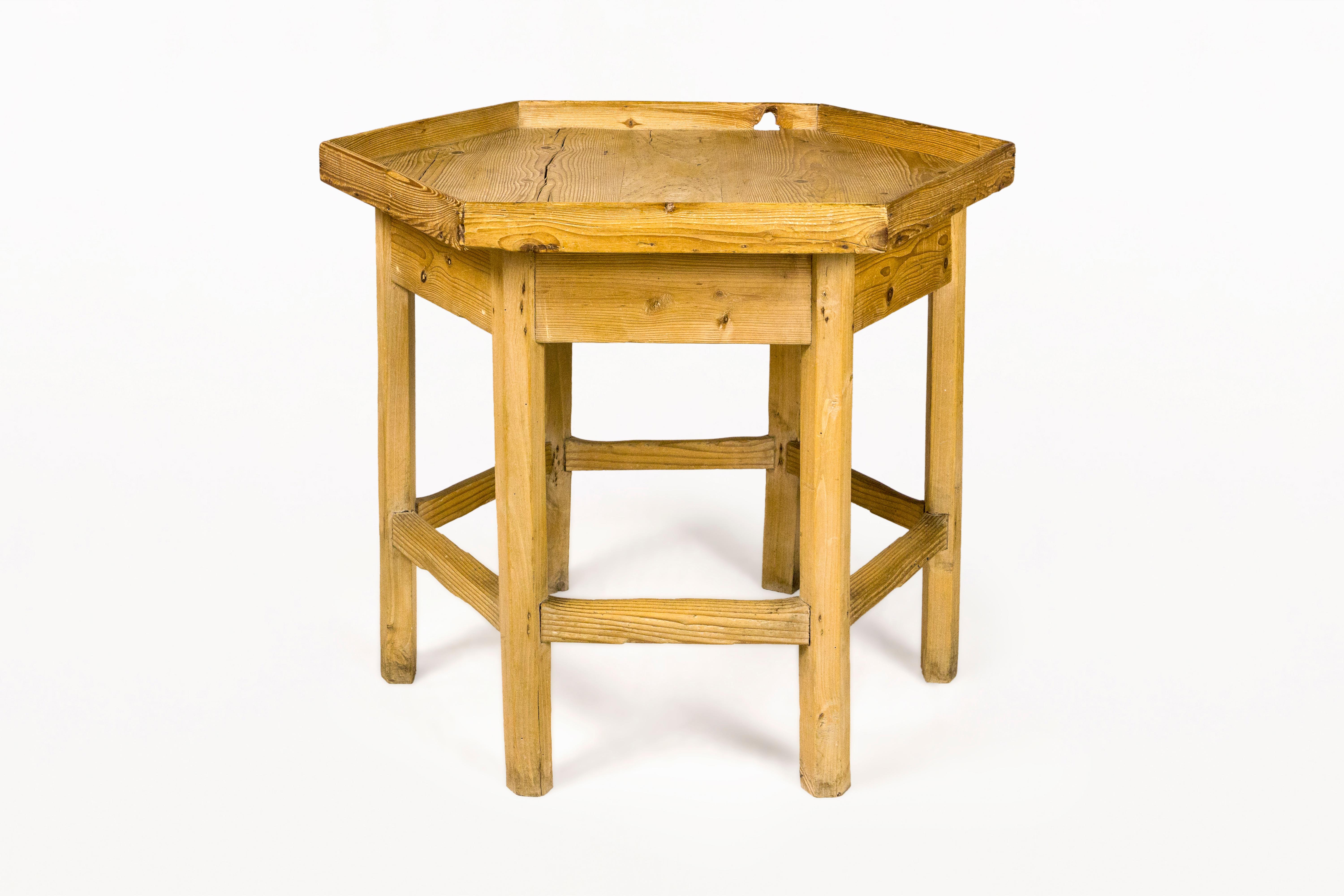 Spanish Octogonal Rustic Side Table, 19th Century