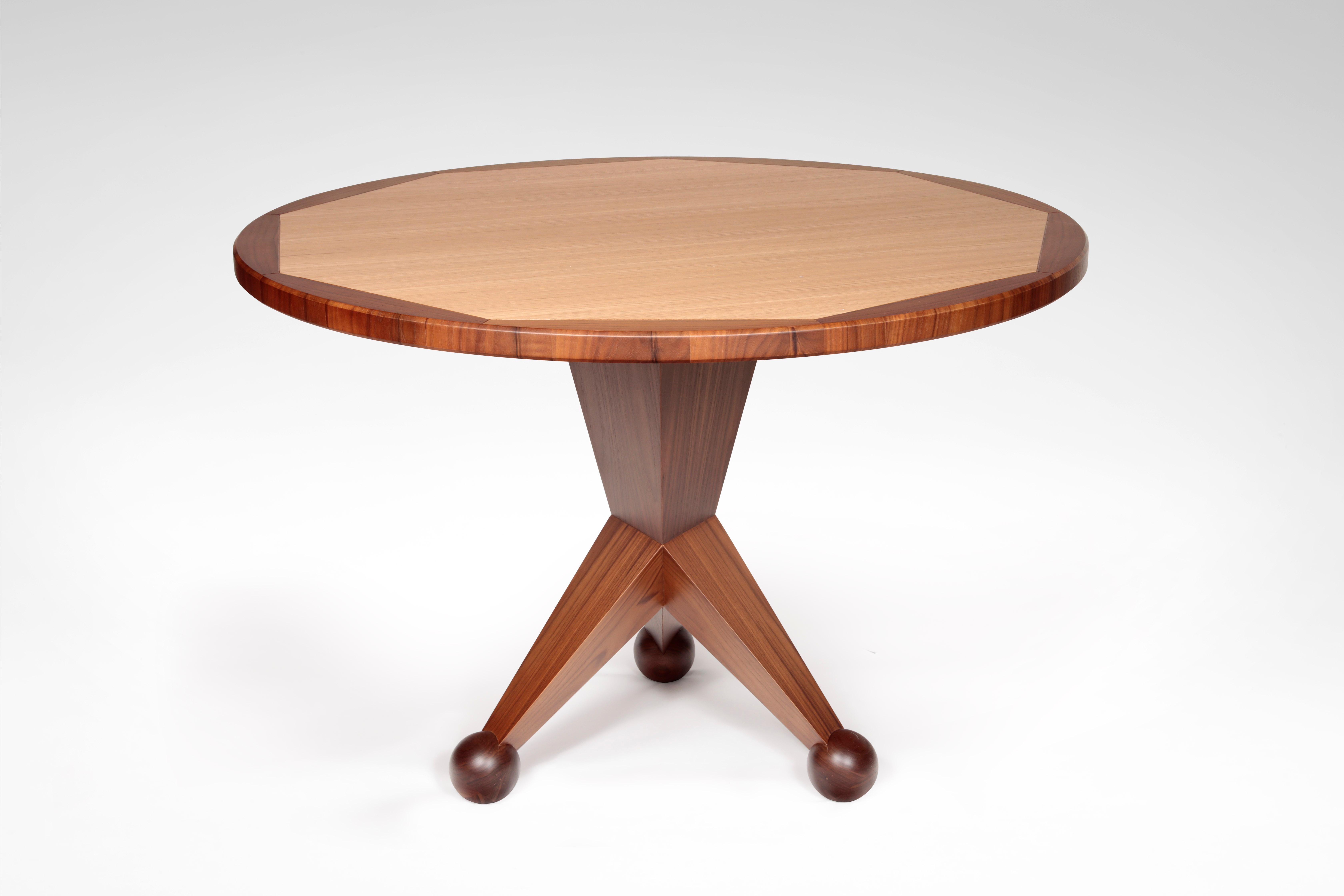 Contemporary Octogonal Solid Oak Triptych Leg Table from Laura Gonzalez Collection