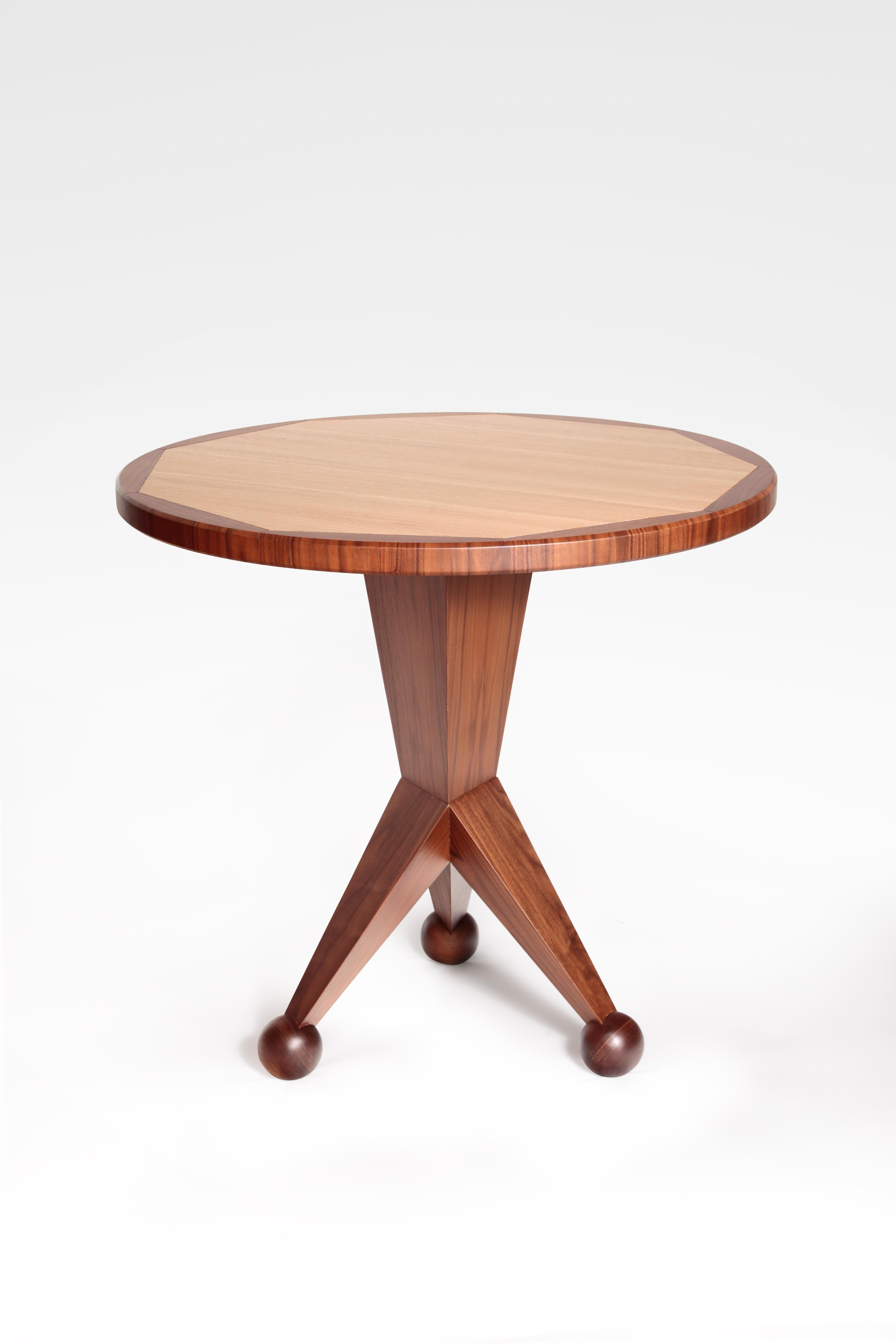 Octogonal Solid Oak Triptych Leg Table from Laura Gonzalez Collection 1