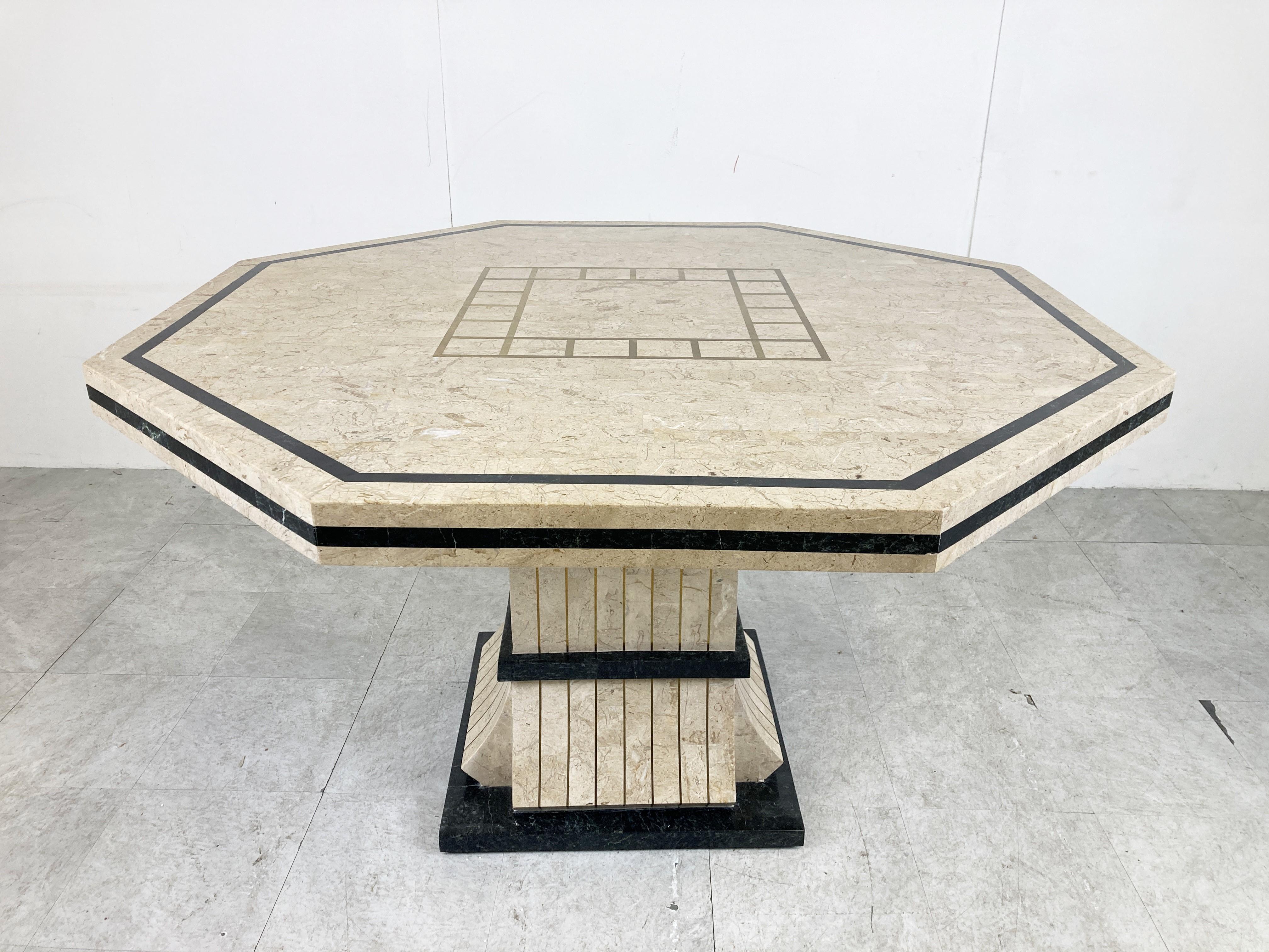 Octogonal Tesselated Stone Dining Table, 1970s In Good Condition In HEVERLEE, BE