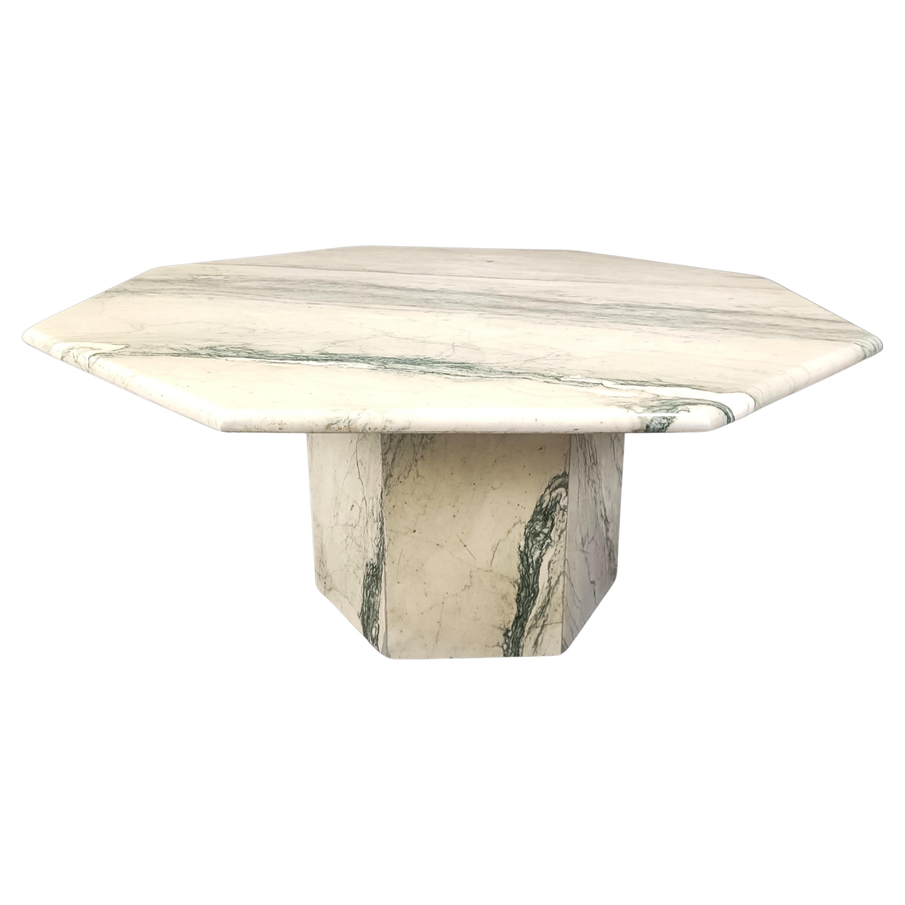 Octogonal white marble coffee table, 1970s