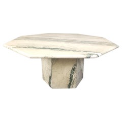 Table basse octogonale en marbre blanc, années 1970