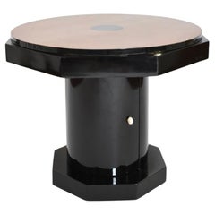 Octogonal wooden ebonised side table, 1930s.