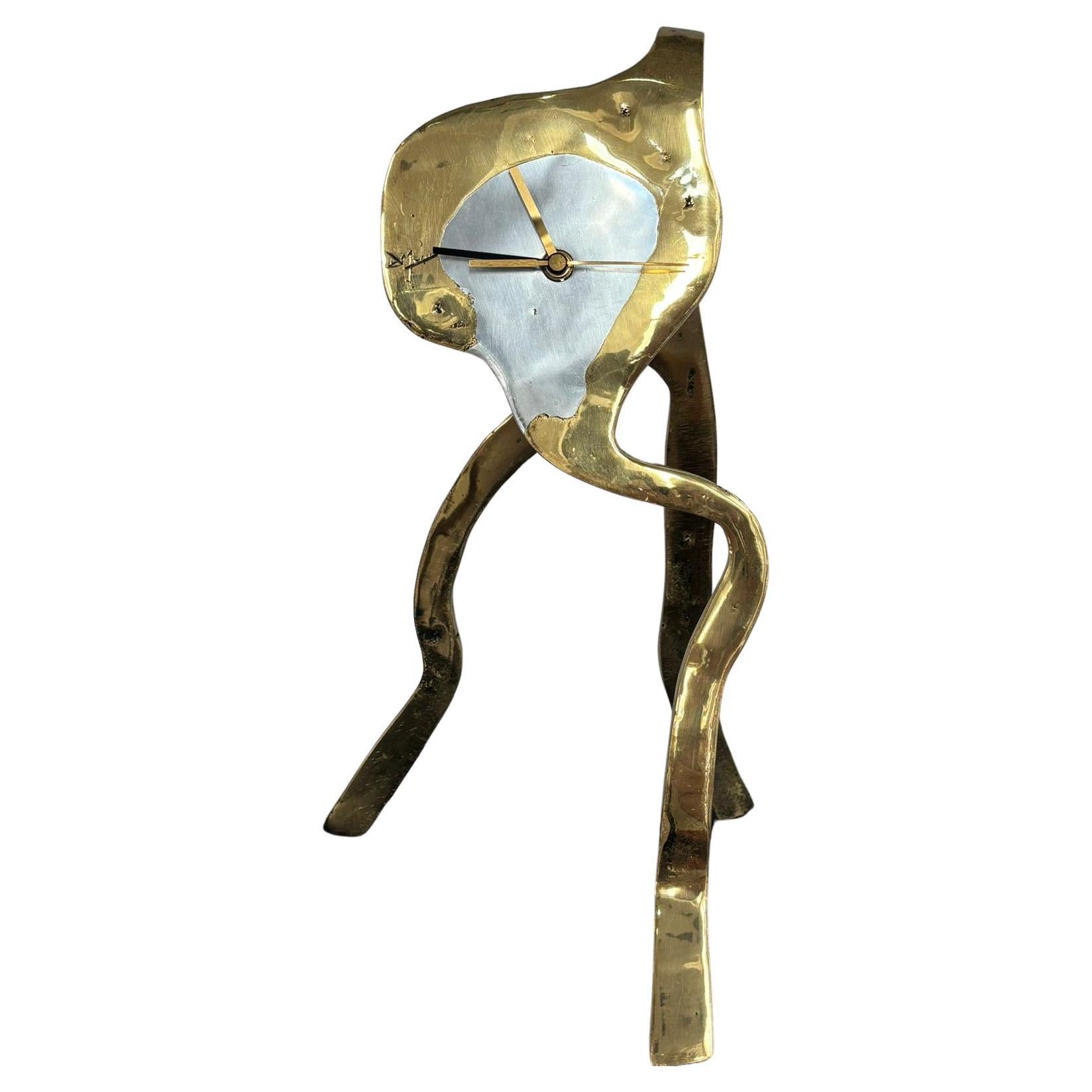 Octopus Clock D005 handmade in cast brass & aluminium