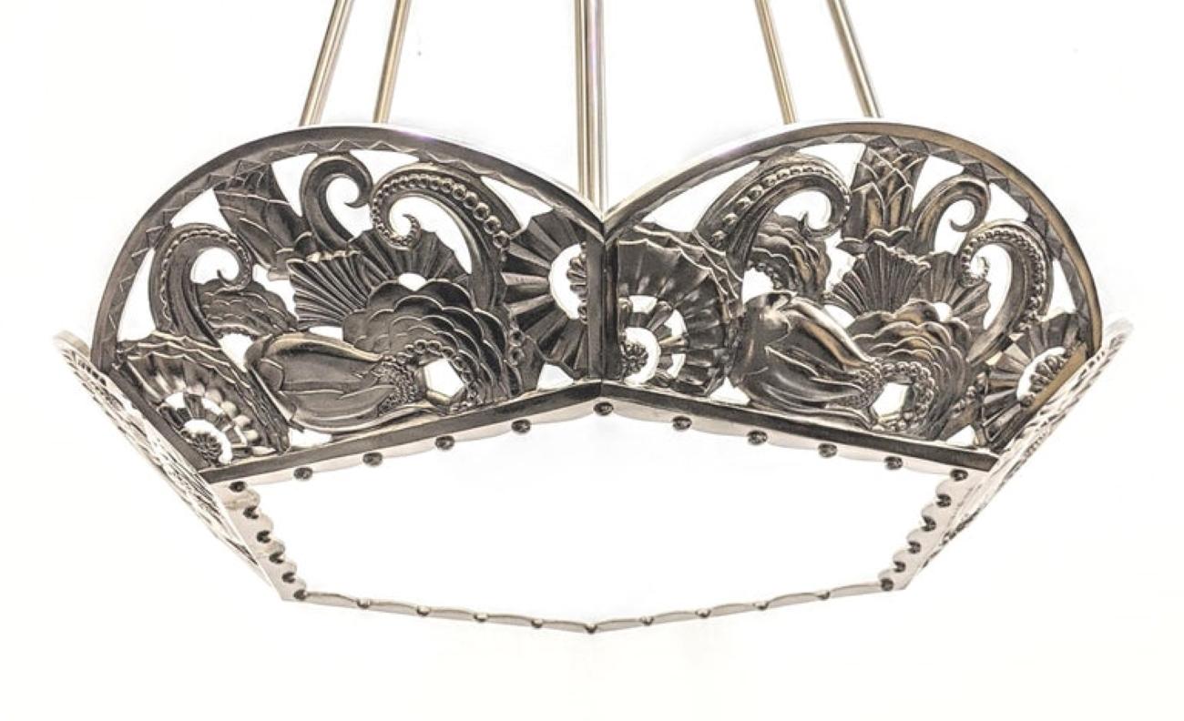 Cast Octopus French Art Deco Chandelier For Sale