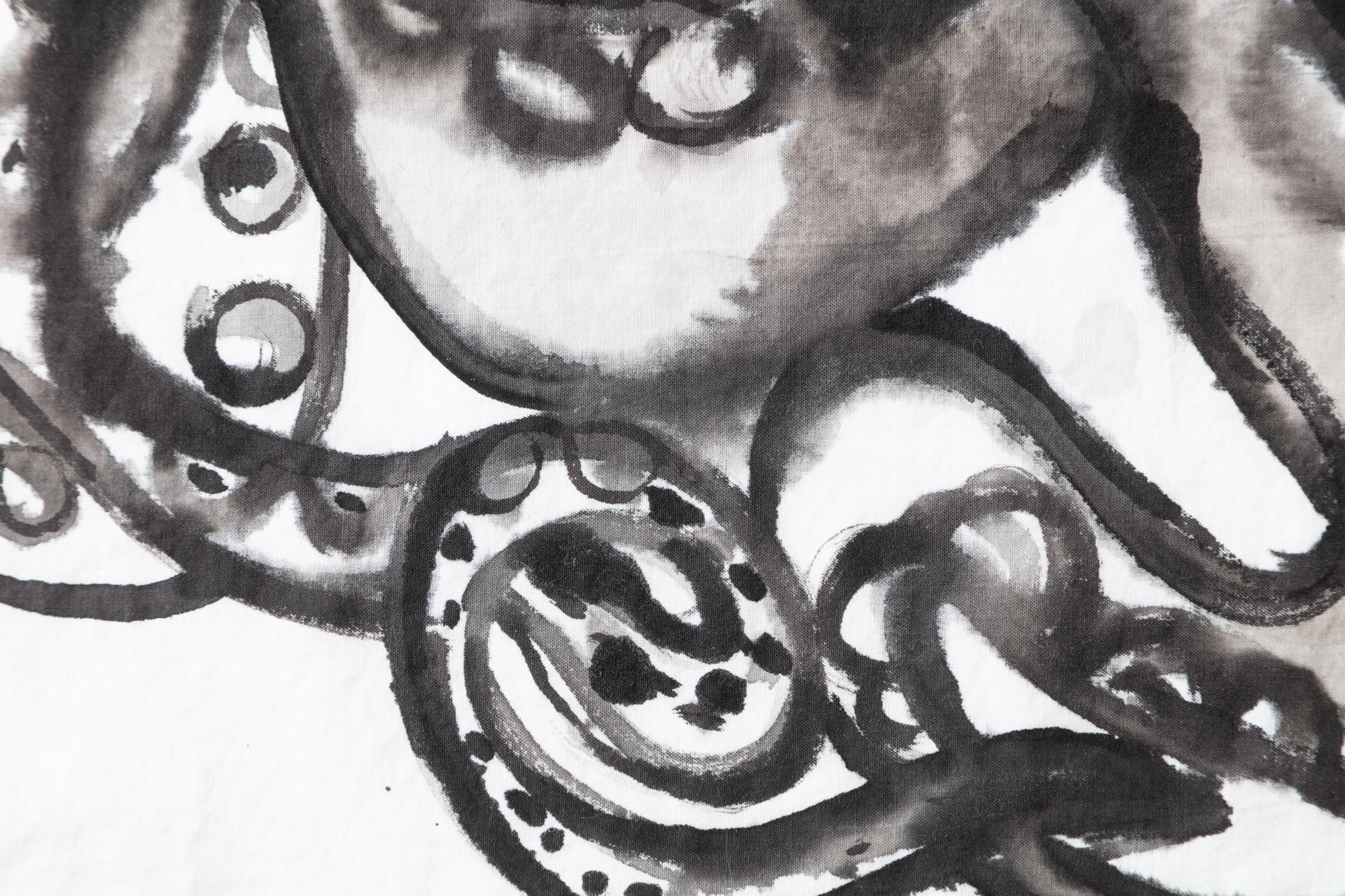 Américain Taies d'oreiller en coton peintes à la main Octopus en vente