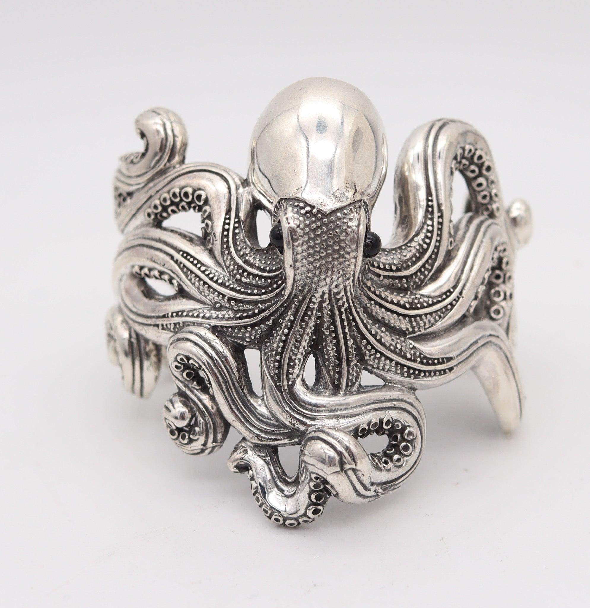 Modernista Bracciale OCTOPUS in argento 925 massiccio e sovradimensionato in vendita