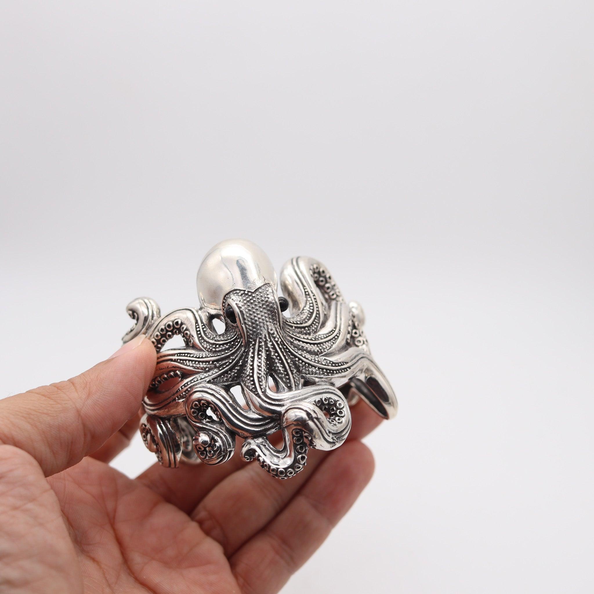 Bracciale OCTOPUS in argento 925 massiccio e sovradimensionato in vendita 1