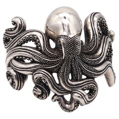 OCTOPUS Italian Oversized Massive Cuff Bracelet in Solid .925 Sterling Silver