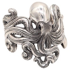 OCTOPUS, manchette italienne surdimensionnée en argent sterling massif 925