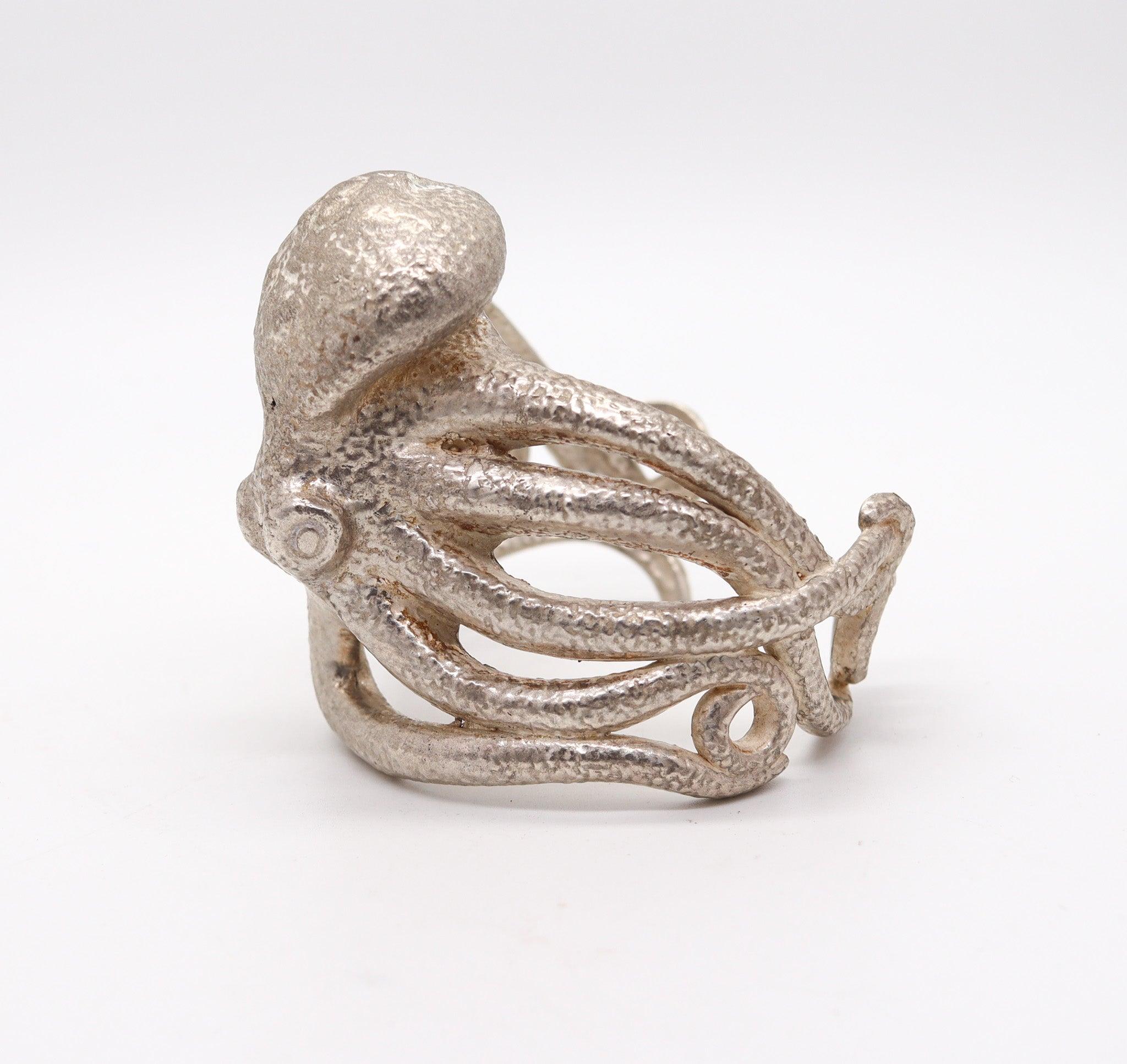 Modernista OCTOPUS Bracciale scultoreo italiano in argento massiccio .925 in vendita
